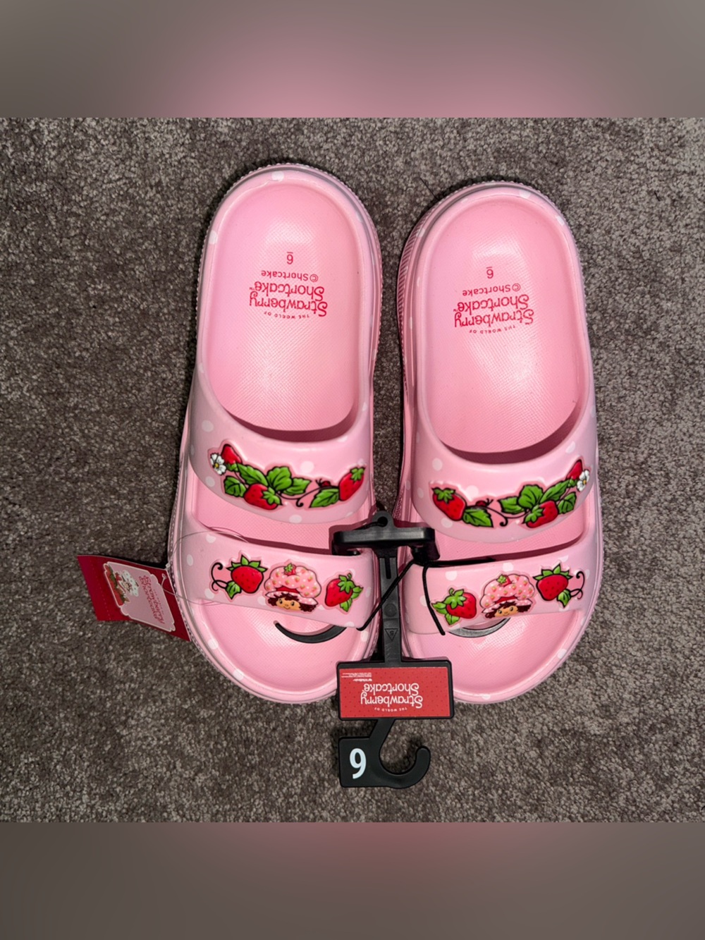 Strawberry Shortcake Womens Double Strap Platform Sandals sz 6 8 9 ✨ - Picture 2 of 4